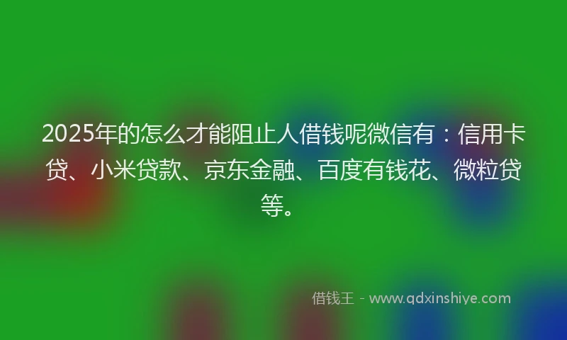 2025年的怎么才能阻止人借钱呢微信有：信用卡贷、小米贷款、京东金融、百度有钱花、微粒贷等。