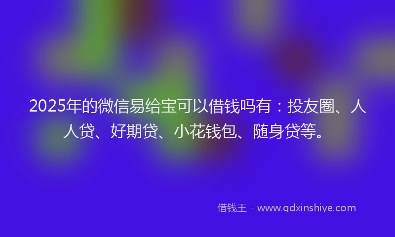 2025年的微信易给宝可以借钱吗有：投友圈、人人贷、好期贷、小花钱包、随身贷等。