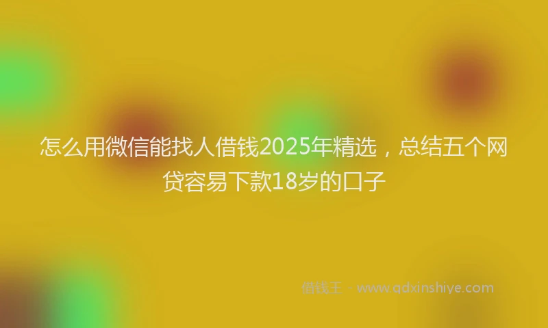 怎么用微信能找人借钱2025年精选，总结五个网贷容易下款18岁的口子