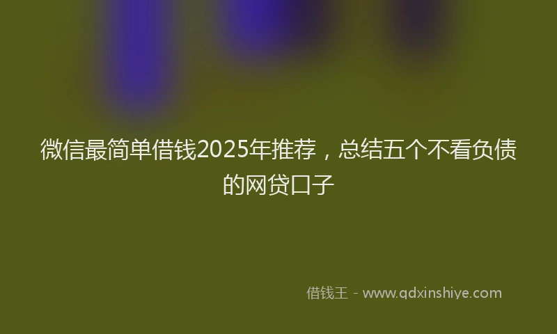 微信最简单借钱2025年推荐，总结五个不看负债的网贷口子
