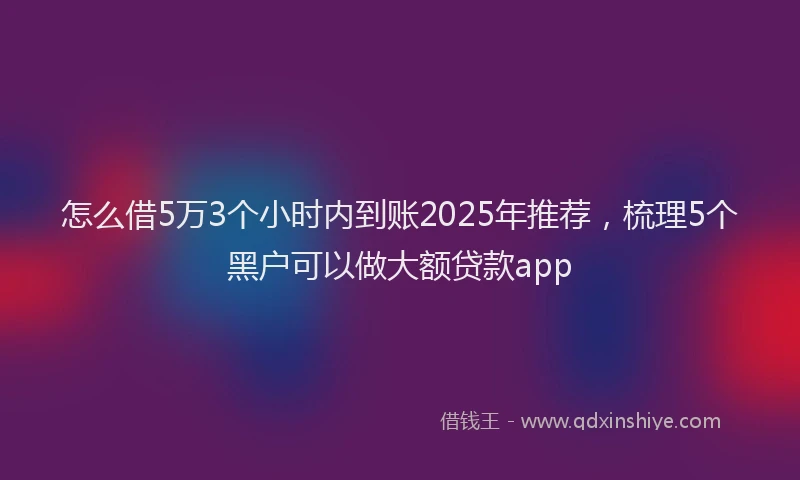 怎么借5万3个小时内到账2025年推荐，梳理5个黑户可以做大额贷款app