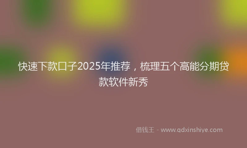 快速下款口子2025年推荐，梳理五个高能分期贷款软件新秀
