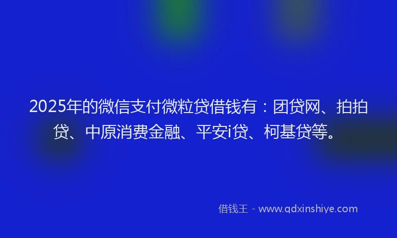 2025年的微信支付微粒贷借钱有：团贷网、拍拍贷、中原消费金融、平安i贷、柯基贷等。