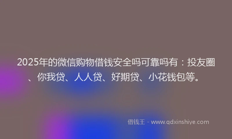 2025年的微信购物借钱安全吗可靠吗有：投友圈、你我贷、人人贷、好期贷、小花钱包等。