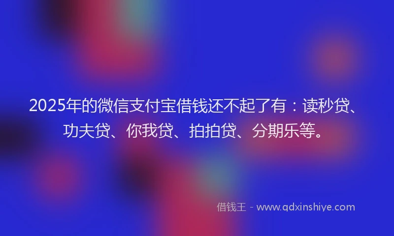 2025年的微信支付宝借钱还不起了有：读秒贷、功夫贷、你我贷、拍拍贷、分期乐等。