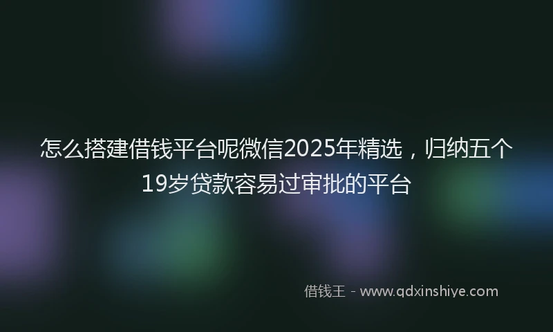 怎么搭建借钱平台呢微信2025年精选，归纳五个19岁贷款容易过审批的平台