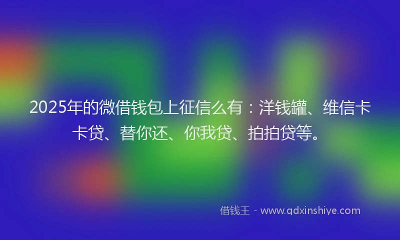 2025年的微借钱包上征信么有：洋钱罐、维信卡卡贷、替你还、你我贷、拍拍贷等。