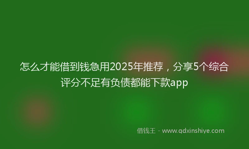 怎么才能借到钱急用2025年推荐，分享5个综合评分不足有负债都能下款app