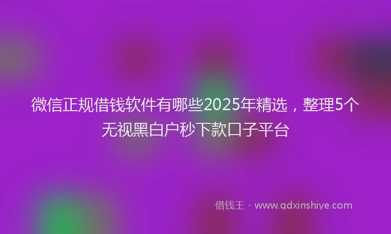 微信正规借钱软件有哪些2025年精选，整理5个无视黑白户秒下款口子平台