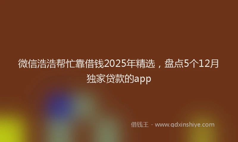 微信浩浩帮忙靠借钱2025年精选，盘点5个12月独家贷款的app