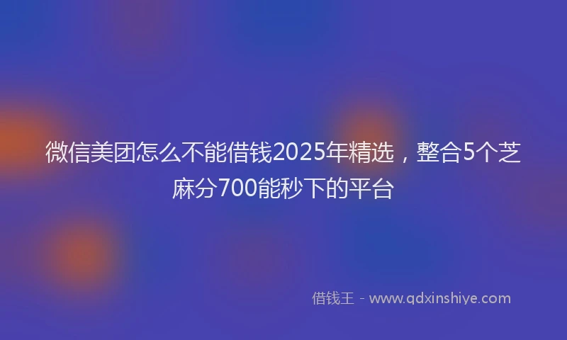 微信美团怎么不能借钱2025年精选，整合5个芝麻分700能秒下的平台