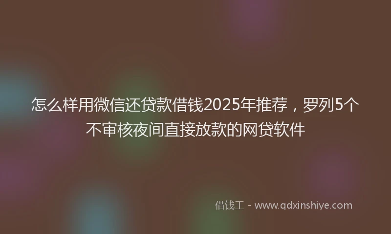 怎么样用微信还贷款借钱2025年推荐，罗列5个不审核夜间直接放款的网贷软件