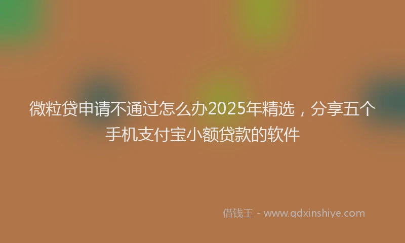 微粒贷申请不通过怎么办2025年精选，分享五个手机支付宝小额贷款的软件