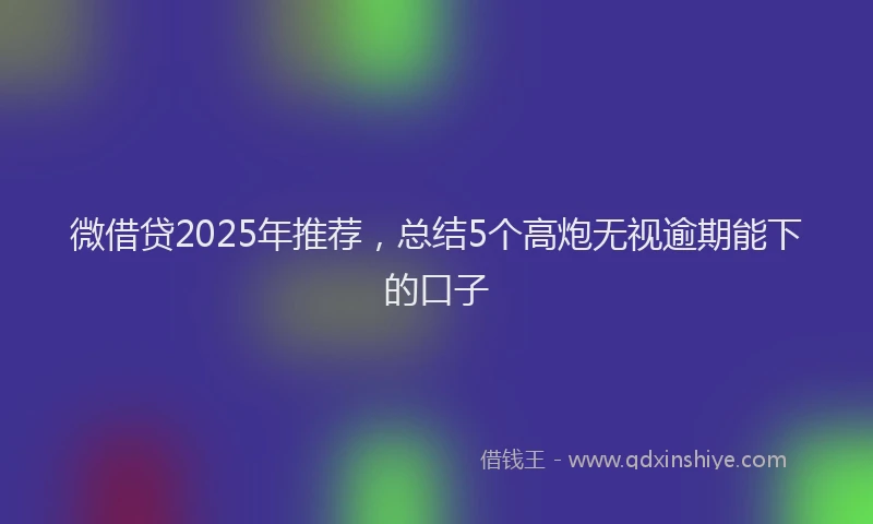 微借贷2025年推荐，总结5个高炮无视逾期能下的口子