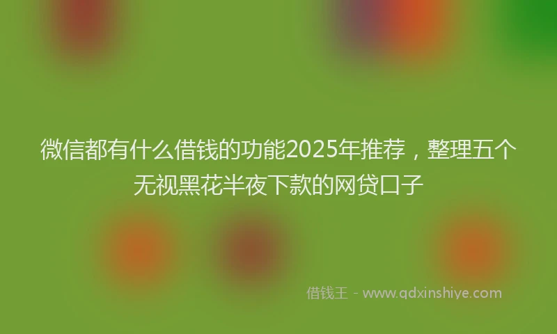 微信都有什么借钱的功能2025年推荐，整理五个无视黑花半夜下款的网贷口子