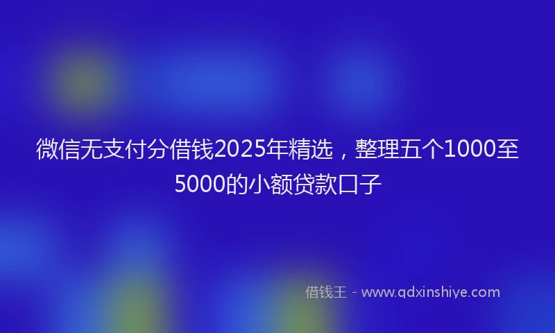 微信无支付分借钱2025年精选，整理五个1000至5000的小额贷款口子