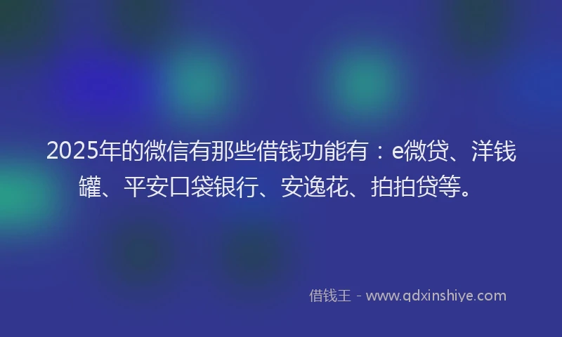 2025年的微信有那些借钱功能有：e微贷、洋钱罐、平安口袋银行、安逸花、拍拍贷等。