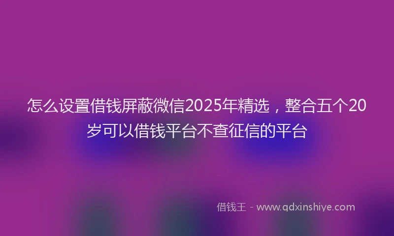 怎么设置借钱屏蔽微信2025年精选，整合五个20岁可以借钱平台不查征信的平台