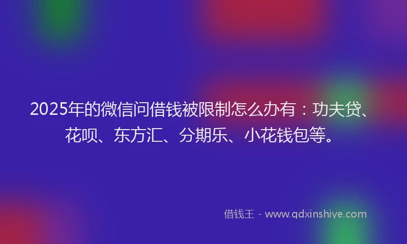 2025年的微信问借钱被限制怎么办有：功夫贷、花呗、东方汇、分期乐、小花钱包等。