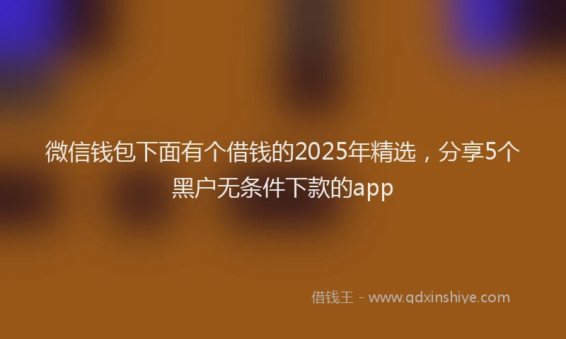 微信钱包下面有个借钱的2025年精选，分享5个黑户无条件下款的app
