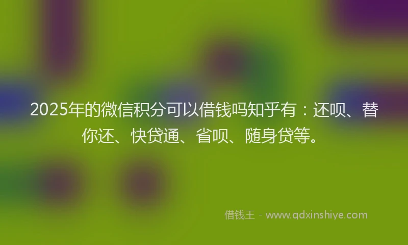 2025年的微信积分可以借钱吗知乎有：还呗、替你还、快贷通、省呗、随身贷等。