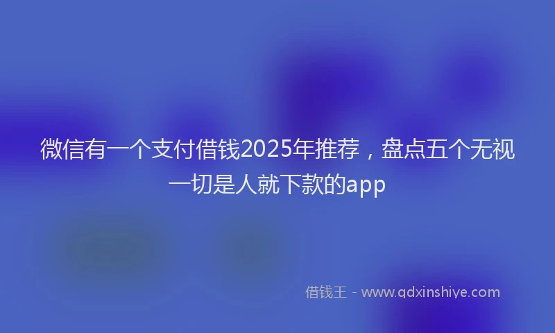 微信有一个支付借钱2025年推荐，盘点五个无视一切是人就下款的app