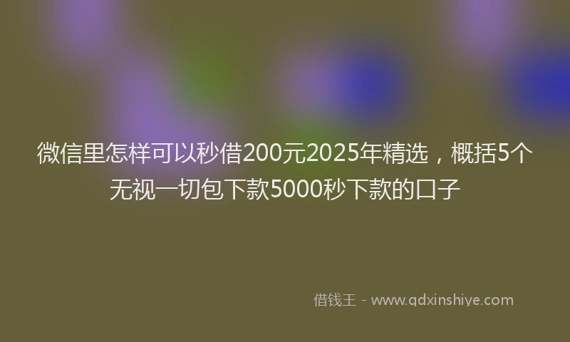 微信里怎样可以秒借200元2025年精选，概括5个无视一切包下款5000秒下款的口子