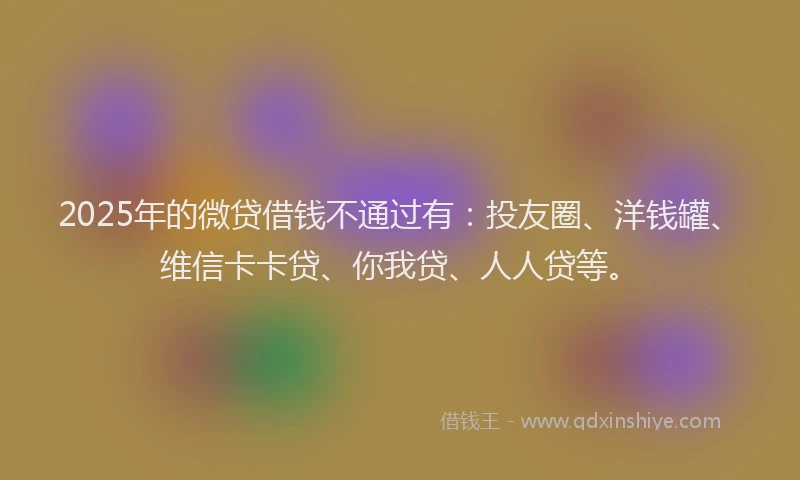 2025年的微贷借钱不通过有：投友圈、洋钱罐、维信卡卡贷、你我贷、人人贷等。