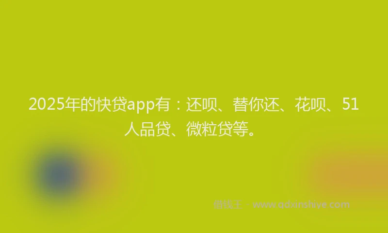 2025年的快贷app有：还呗、替你还、花呗、51人品贷、微粒贷等。