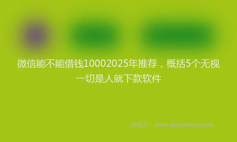 微信能不能借钱10002025年推荐，概括5个无视一切是人就下款软件