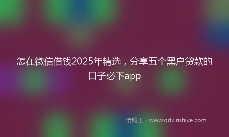 怎在微信借钱2025年精选，分享五个黑户贷款的口子必下app