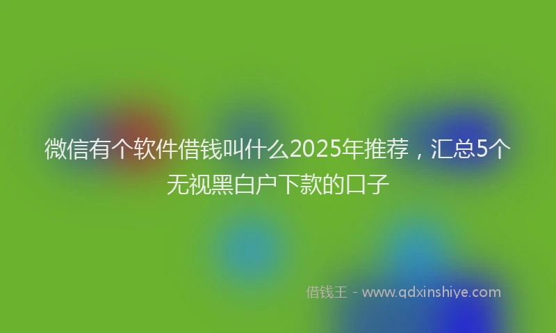 微信有个软件借钱叫什么2025年推荐，汇总5个无视黑白户下款的口子