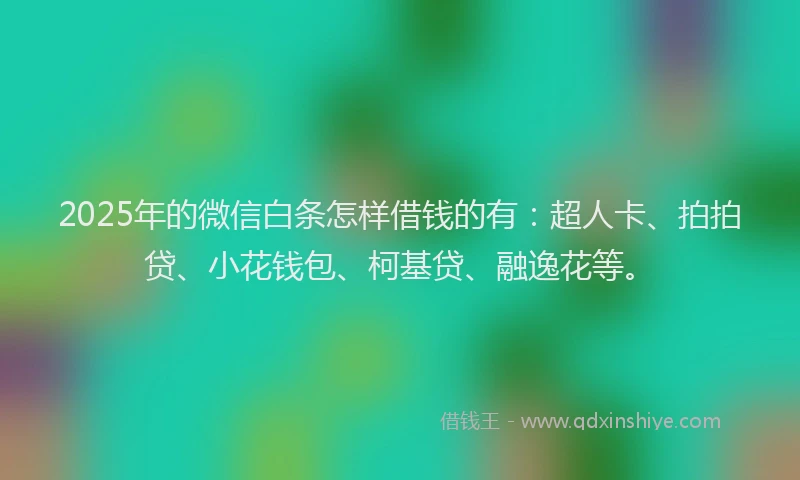 2025年的微信白条怎样借钱的有：超人卡、拍拍贷、小花钱包、柯基贷、融逸花等。