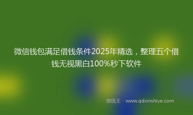 微信钱包满足借钱条件2025年精选，整理五个借钱无视黑白100%秒下软件