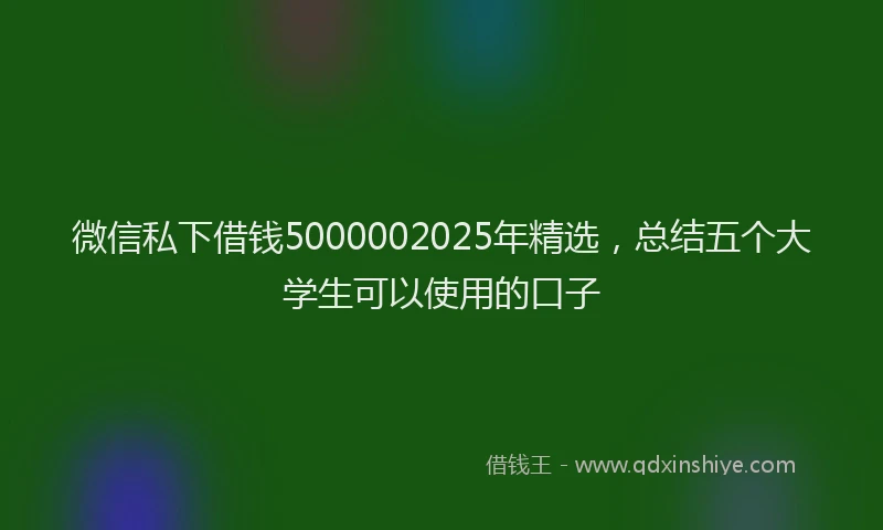 微信私下借钱5000002025年精选，总结五个大学生可以使用的口子
