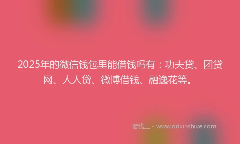 2025年的微信钱包里能借钱吗有：功夫贷、团贷网、人人贷、微博借钱、融逸花等。