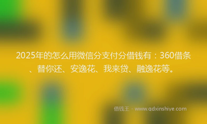 2025年的怎么用微信分支付分借钱有：360借条、替你还、安逸花、我来贷、融逸花等。