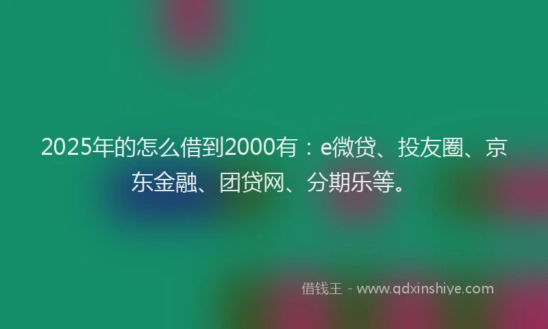 2025年的怎么借到2000有：e微贷、投友圈、京东金融、团贷网、分期乐等。