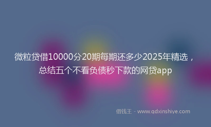 微粒贷借10000分20期每期还多少2025年精选，总结五个不看负债秒下款的网贷app