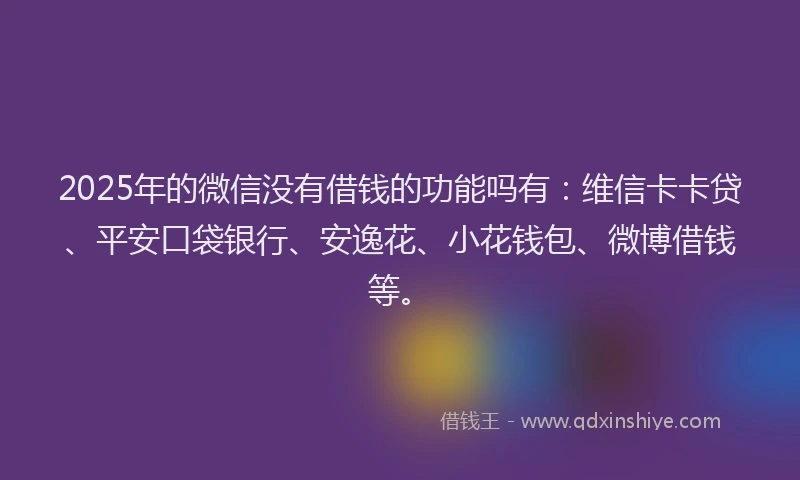 2025年的微信没有借钱的功能吗有：维信卡卡贷、平安口袋银行、安逸花、小花钱包、微博借钱等。