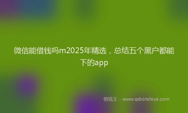 微信能借钱吗m2025年精选，总结五个黑户都能下的app