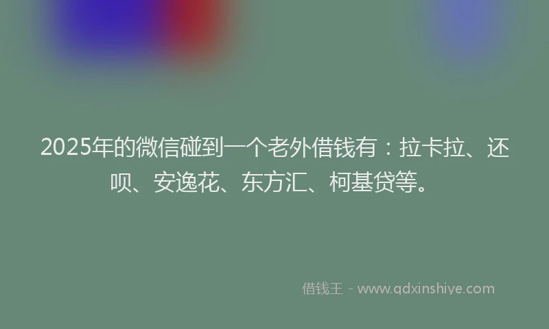 2025年的微信碰到一个老外借钱有：拉卡拉、还呗、安逸花、东方汇、柯基贷等。