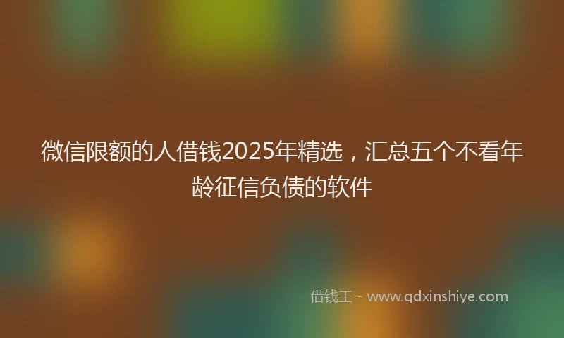 微信限额的人借钱2025年精选，汇总五个不看年龄征信负债的软件
