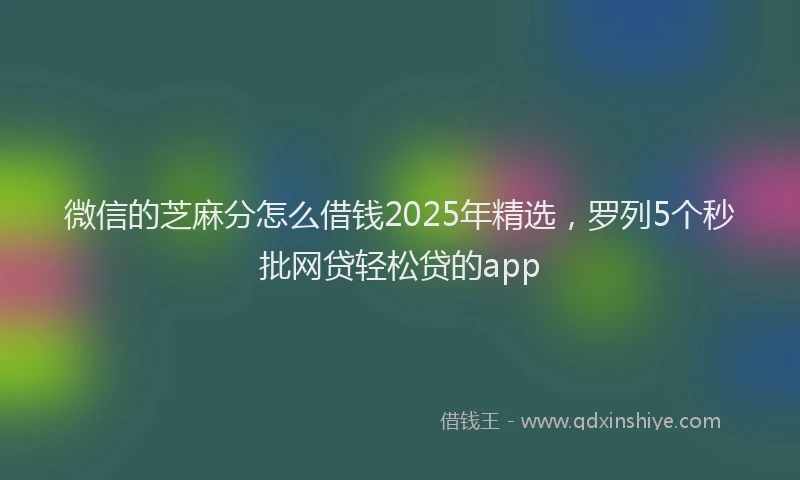 微信的芝麻分怎么借钱2025年精选，罗列5个秒批网贷轻松贷的app
