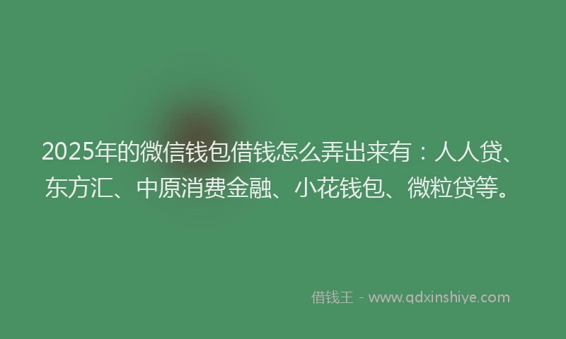 2025年的微信钱包借钱怎么弄出来有：人人贷、东方汇、中原消费金融、小花钱包、微粒贷等。