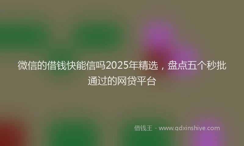 微信的借钱快能信吗2025年精选，盘点五个秒批通过的网贷平台