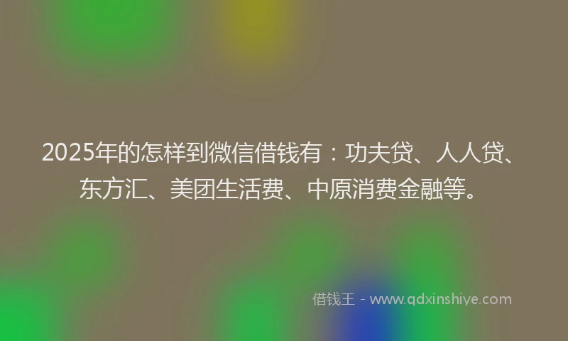 2025年的怎样到微信借钱有：功夫贷、人人贷、东方汇、美团生活费、中原消费金融等。