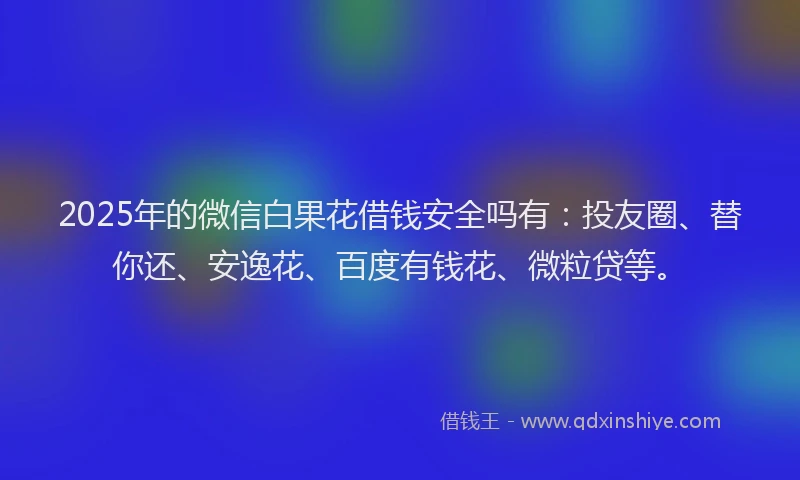 2025年的微信白果花借钱安全吗有：投友圈、替你还、安逸花、百度有钱花、微粒贷等。