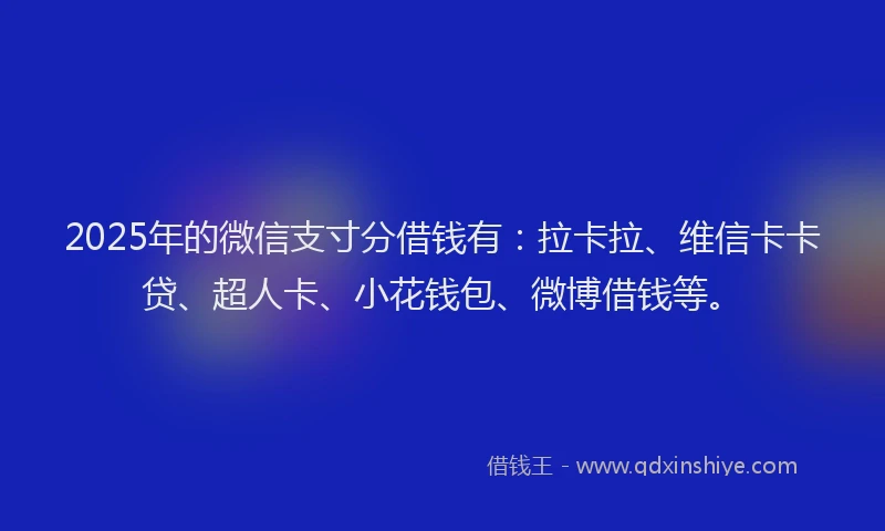 2025年的微信支寸分借钱有：拉卡拉、维信卡卡贷、超人卡、小花钱包、微博借钱等。