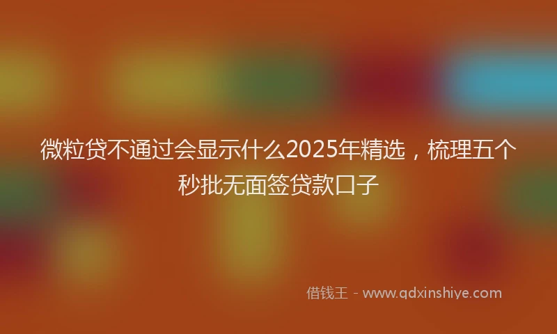 微粒贷不通过会显示什么2025年精选，梳理五个秒批无面签贷款口子